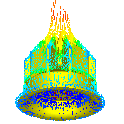 Flow Vectors Around LED Lamp Fitting Designs 